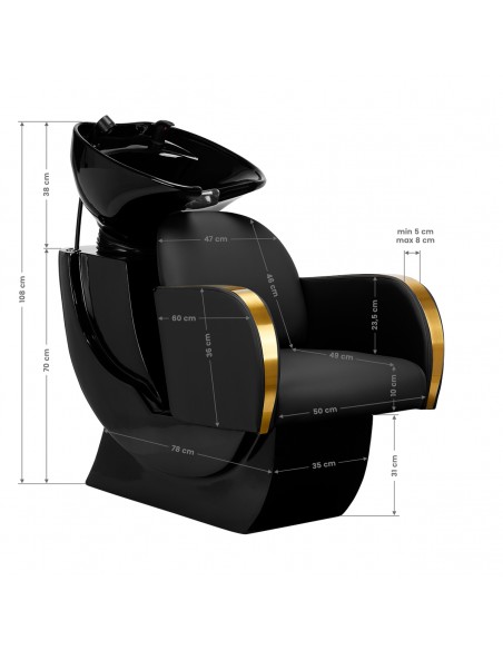 Gabbiano hairdressing wash unit Malaga gold and black