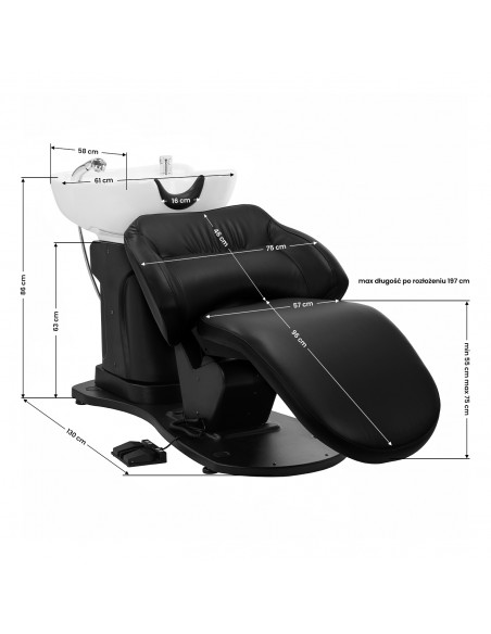 Gabbiano electric hairdressing wash unit TRYCHO black