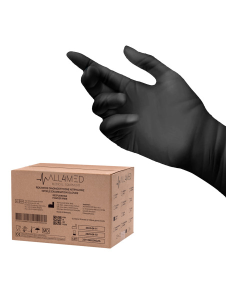 All4med disposable diagnostic nitrile gloves black M 10x100 pieces