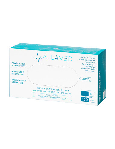 All4med disposable diagnostic nitrile gloves black XS 10x100 pieces
