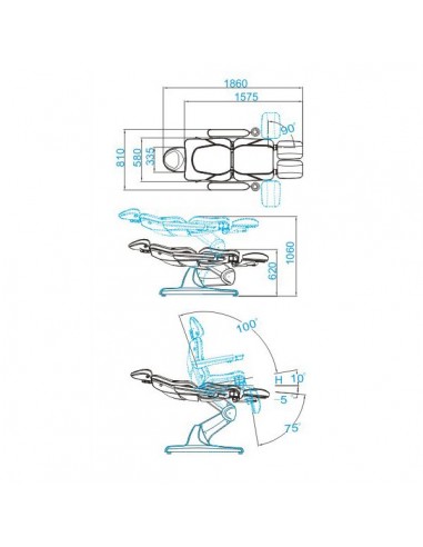 Electric cosmetic chair azzurro 870s pedi 3 strong cappuccino