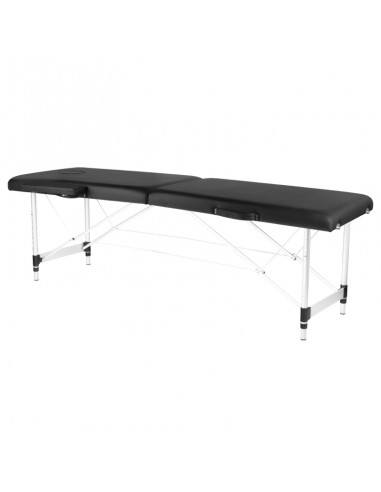 Folding massage table, aluminum, comfort, 2 black segments