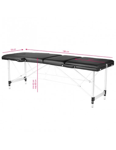 3-section black comfort massage table made of aluminum