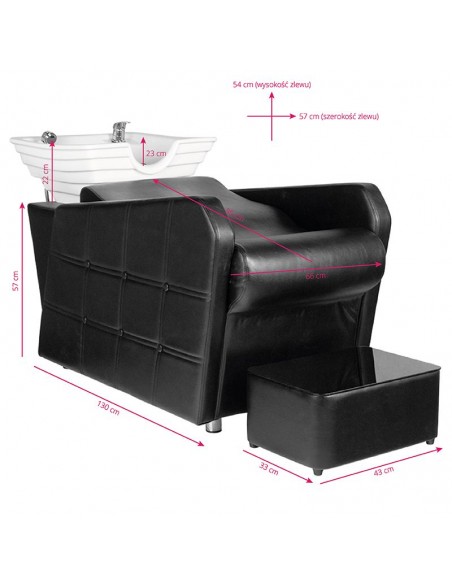 Hair system hsb07 hairdressing wash unit black