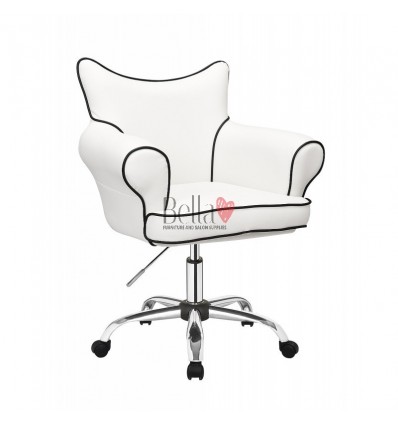 Bella Furniture White chairs on wheels in Ireland. Hairdresser chairs for sale. Stylish chairs for hairdresser salons BFHC332K