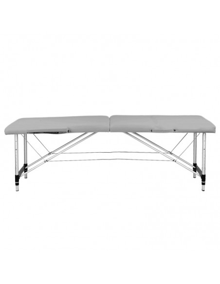 Folding massage table, aluminum, 2-section, gray, comfort