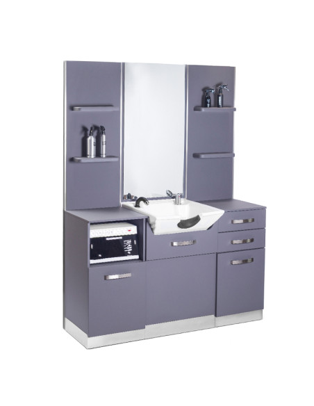 Gabbiano hairdressing console with a wash basin b085 gray