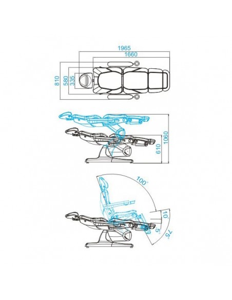 Electric cosmetic chair azzurro 870 3 strong Gray