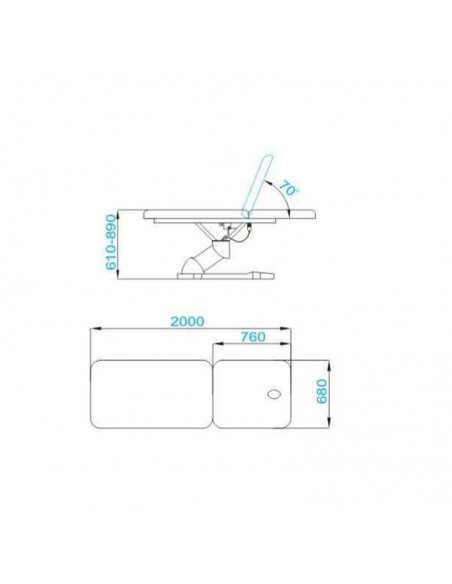 Electric bed for massage azzurro 808 2 pot. White