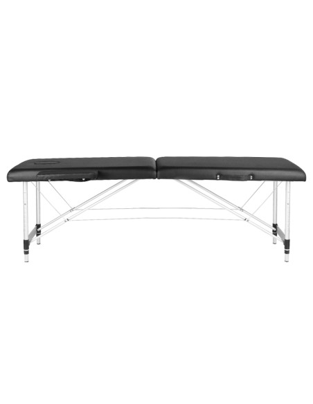 Folding massage table, aluminum, comfort, 2 black segments