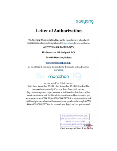 Saeyang Marathon 3 Champion Nail Drill Machine White + H200