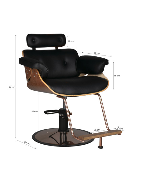 Gabbiano hairdressing chair florence black walnut