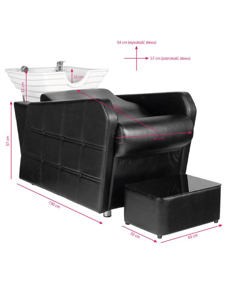 Hair system hsb07 hairdressing wash unit black