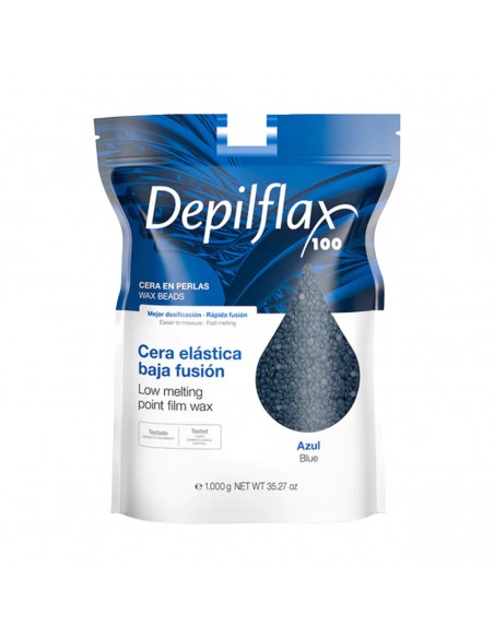 Depilflax 100 flexible depilatory wax with a low melting point, pearl azul 1000g
