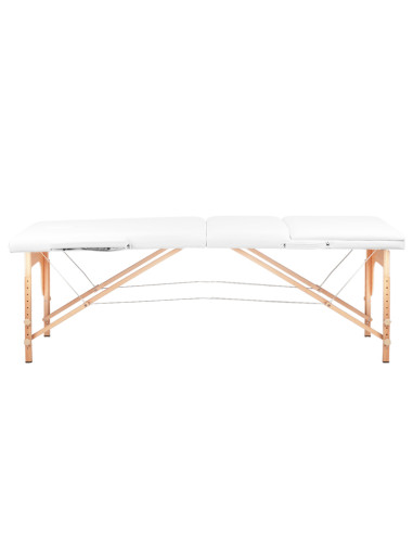 3-section folding massage table, wood comfort, white