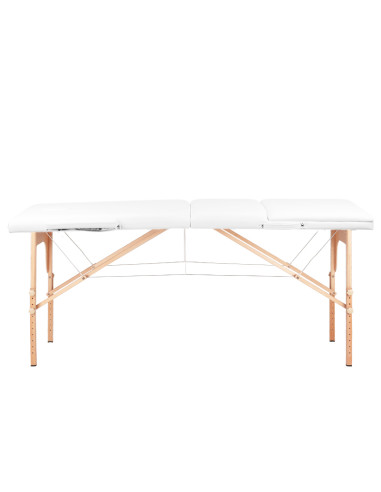 3-section folding massage table, wood comfort, white