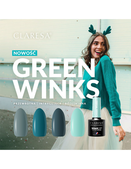 CLARESA hybrid polish GREEN WINKS 4 -5g