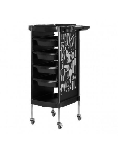 GABBIANO HAIRDRESSER TROLLEY X11-9 BLACK GRAPHICS