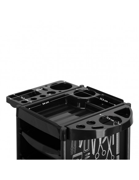 GABBIANO HAIRDRESSER TROLLEY X11-9 BLACK GRAPHICS