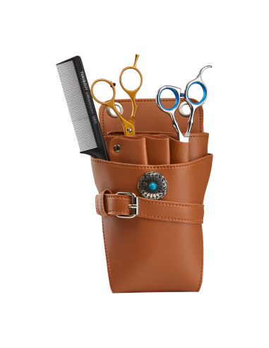 HOLSTER BELT FOR HAIR SCISSORS T14 BROWN
