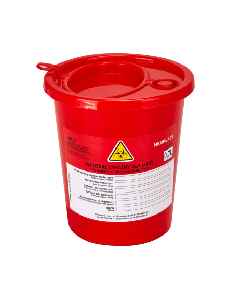 MEDICAL WASTE CONTAINER 0.7 L RED