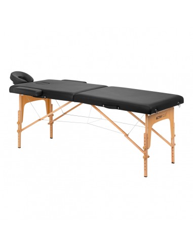 WOODEN FOLDING MASSAGE TABLE COMFORT ACTIV FIZJO LUX 2-SECTIONS 190X70 BLACK  