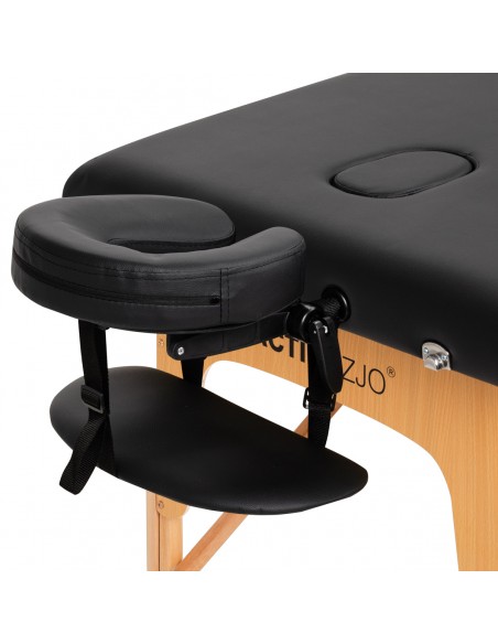 WOODEN FOLDING MASSAGE TABLE COMFORT ACTIV FIZJO LUX 2-SECTIONS 190X70 BLACK  