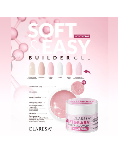 Claresa builder gel Soft&Easy glam pink 45g