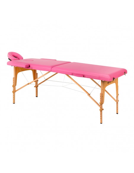 Folding massage table wooden Activ Fizjo comfort 2 segment pink