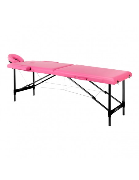 Folding massage table aluminum Activ Fizjo comfort 2 segment pink black aluminum