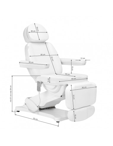 Electric cosmetic chair SILLON CLASSIC 3 motors white