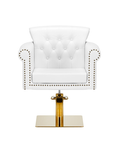 Gabbiano hairdressing chair Berlin white and gold