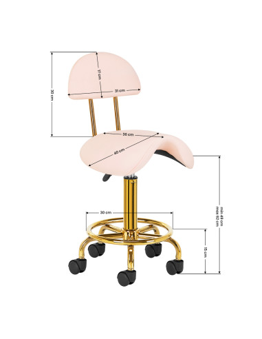 Cosmetic stool 6001-G gold – pink