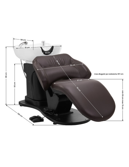Gabbiano electric hairdressing wash unit TRYCHO brown