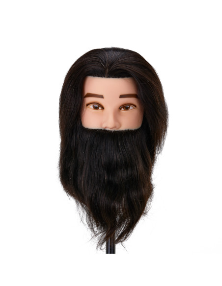 Gabbiano WZ4 training head with beard, natural hair, color 1, length 8"+6"