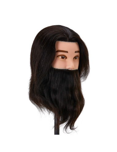 Gabbiano WZ4 training head with beard, natural hair, color 1, length 8"+6"