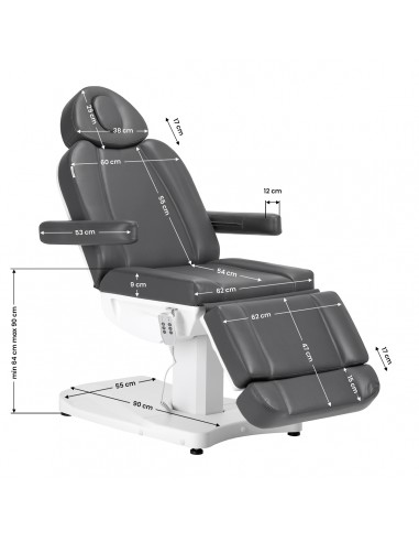 Electric cosmetic chair Azzurro 803D 3-motors grey 