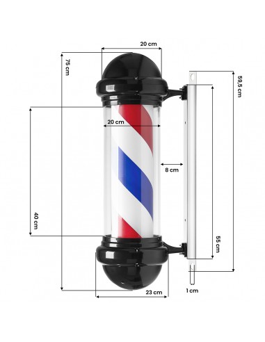 Illuminated plafond barber shop BB-02 black, large