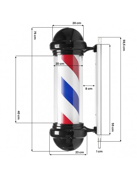 Illuminated plafond barber shop BB-02 black, large