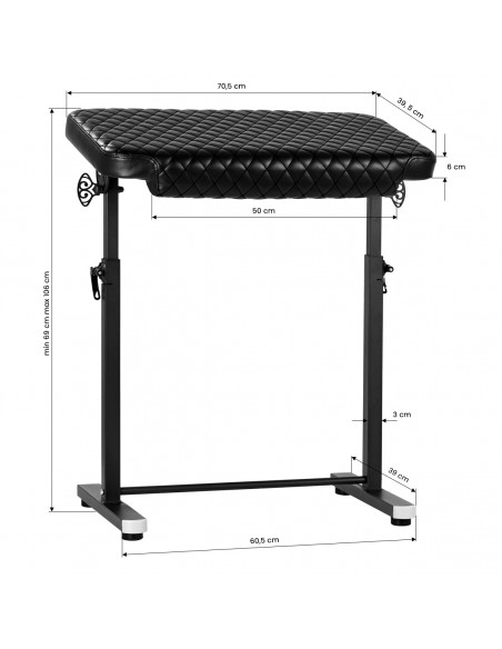 Pro Ink 718 Tattoo Armrest Black Quilted B