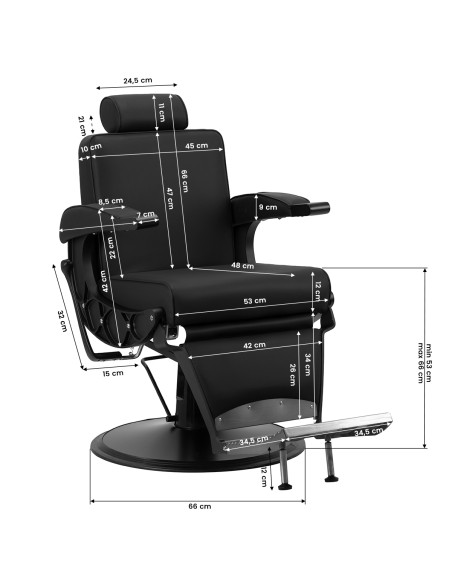 Gabbiano barber chair Continental black