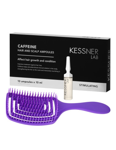 Set Flexible Hair Brush O-327 purple and Kessner Lab Caffeine Ampoules  