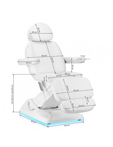 Electric cosmetic chair SILLON Luxury 3 motors white