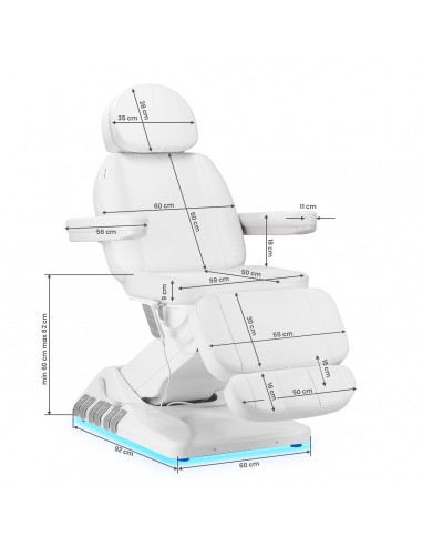 Electric cosmetic chair SILLON Luxury 3 motors white foot control