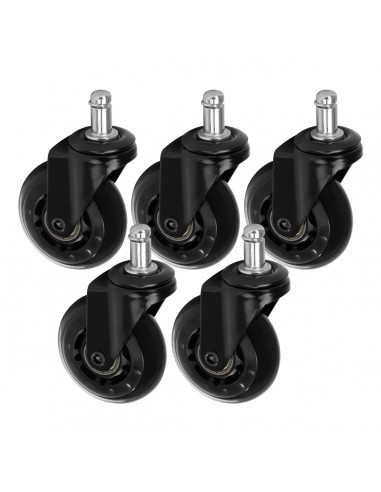 Roll Speed stool wheel black press-on set of 5 pieces