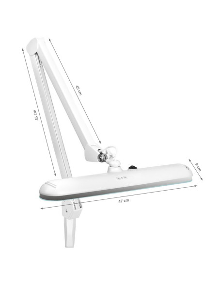 Elegant LED workshop lamp 801 l with a vice reg. white light intensity