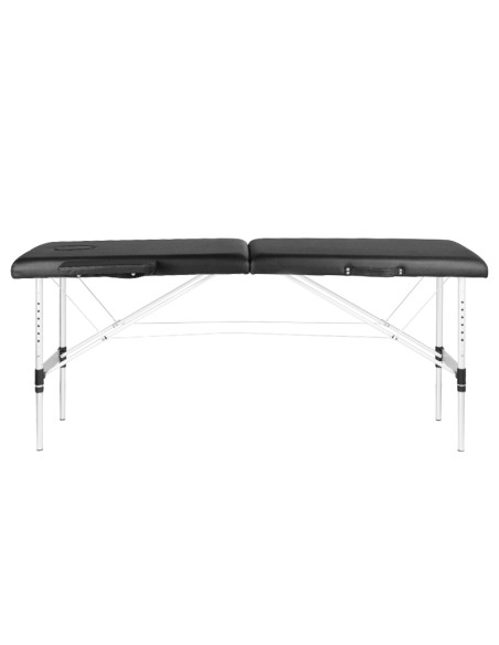 Folding massage table, aluminum, comfort, 2 black segments