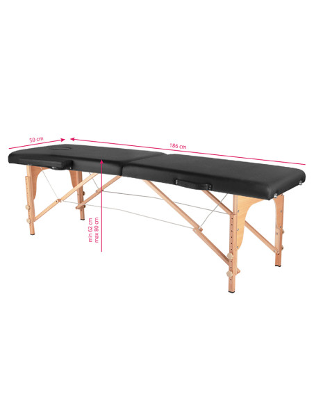 Folding massage table, wood comfort, 2 sections black