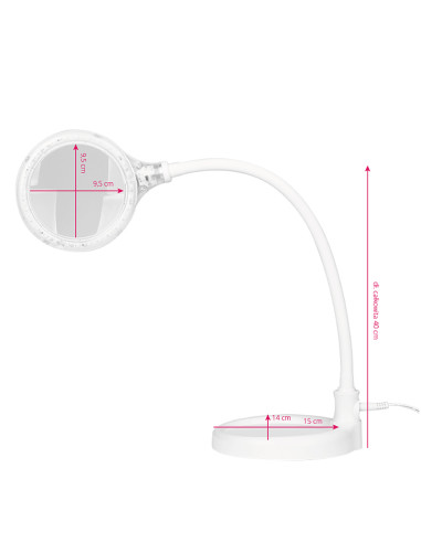 Elegant 2014-2r 30 led magnifier lamp smd 5d with a stand and a clip on the desk