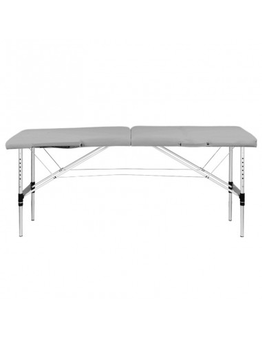 Folding massage table, aluminum, 2-section, gray, comfort